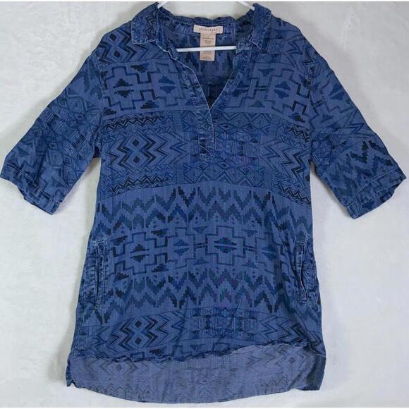 Philosophy Dresses & Skirts - Philosophy Womens Dress Tunic Sz Large Aztec Chambray Western Boho Streetwear